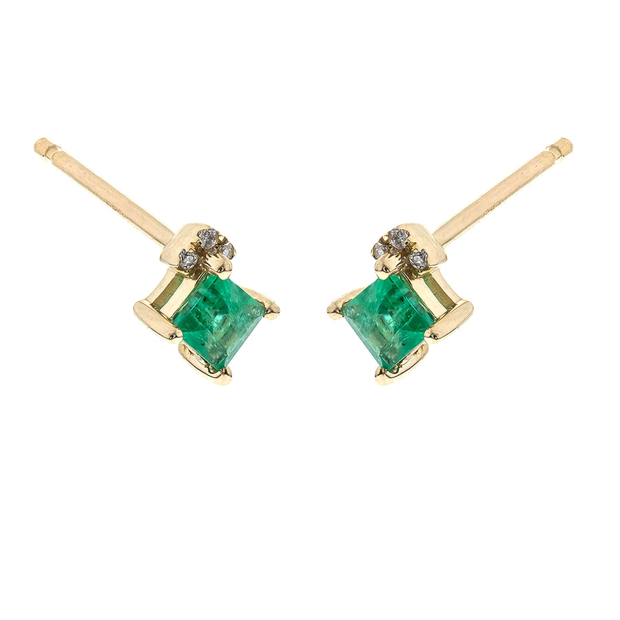 Charli 10K Yellow Gold Square-Cut Natural Zambian Emerald Earrings