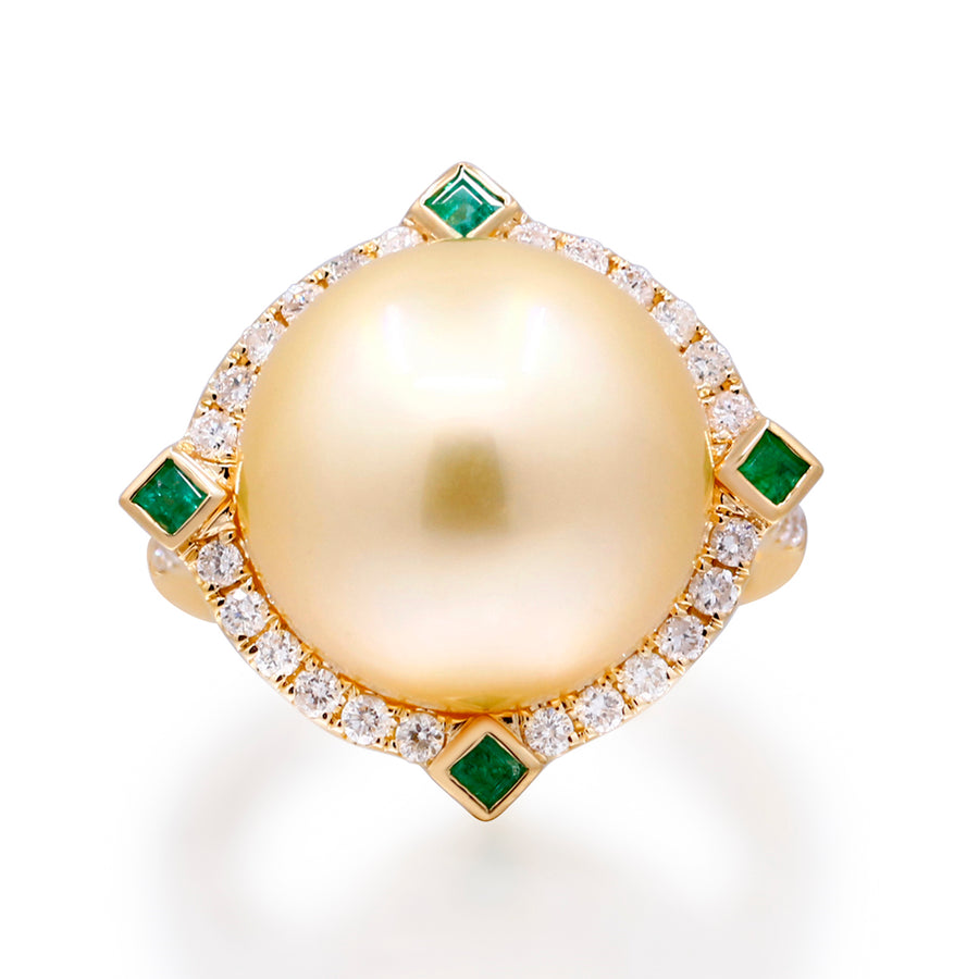 Alyssa 18K Yellow Gold Round-cut Pearl Ring