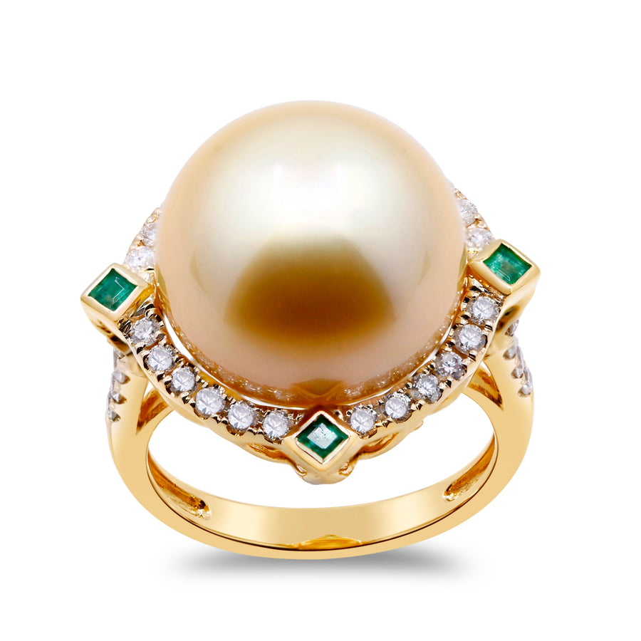 Alyssa 18K Yellow Gold Round-cut Pearl Ring