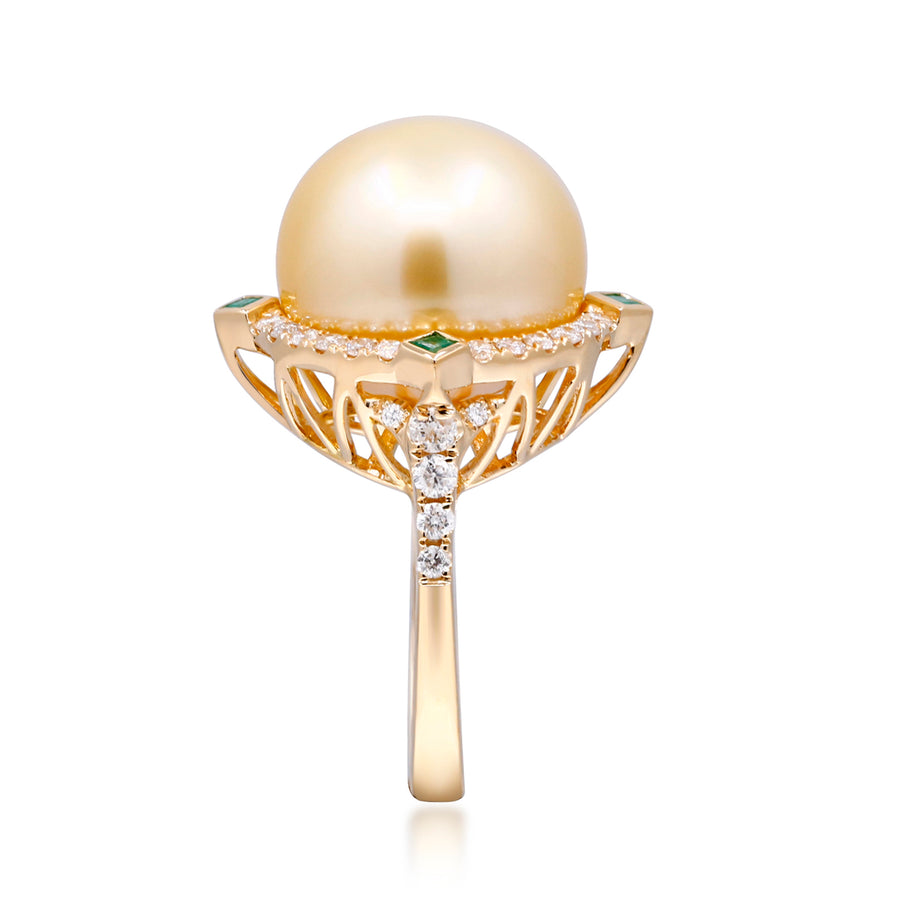 Alyssa 18K Yellow Gold Round-cut Pearl Ring