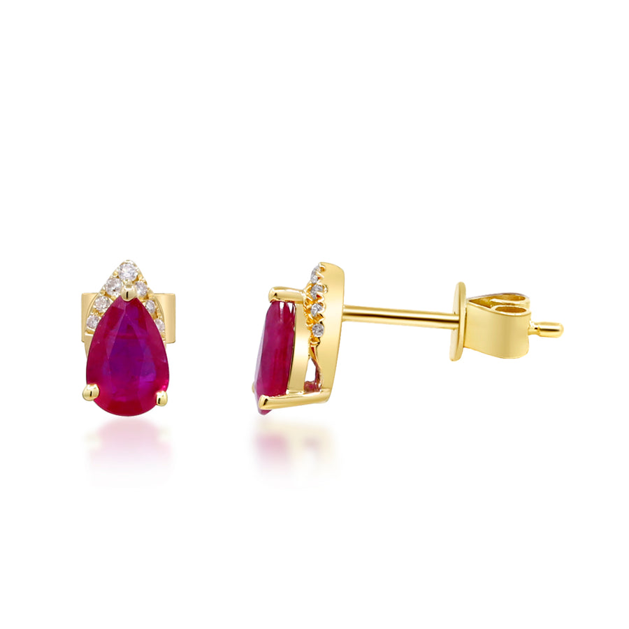 Ariah 10K Yellow Gold Pears-Cut Mozambique Ruby Earring