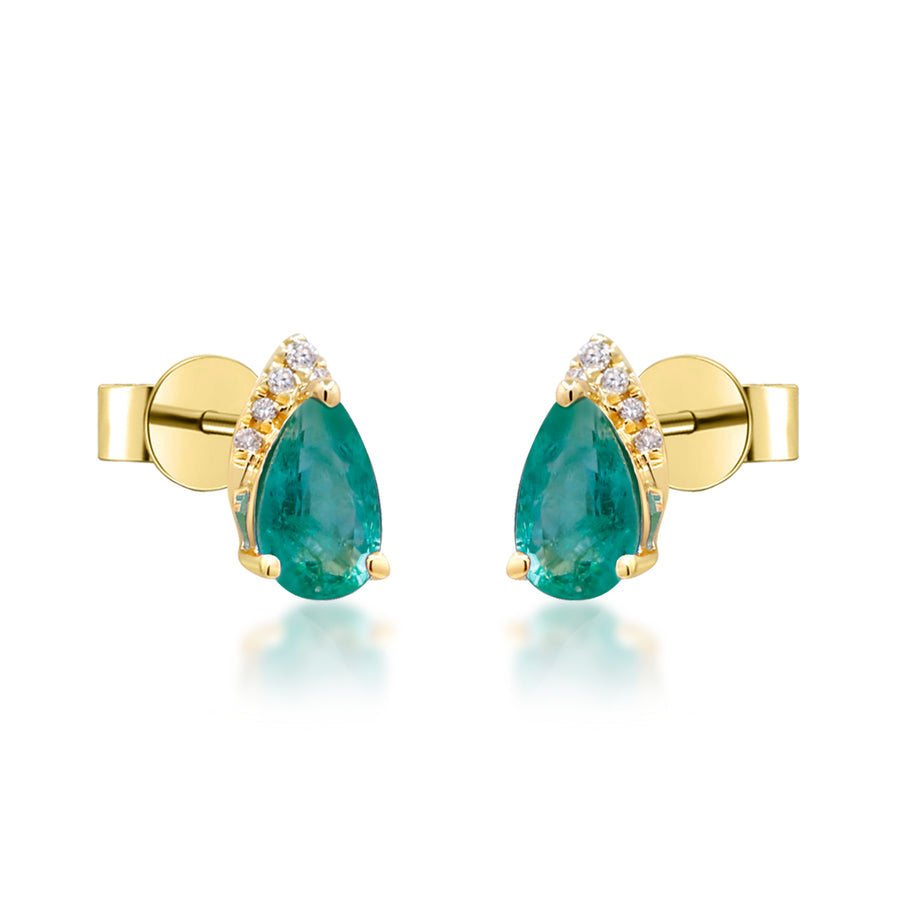 Bailey 10K Yellow Gold Pear-Cut Natural Zambian Emerald Earrings