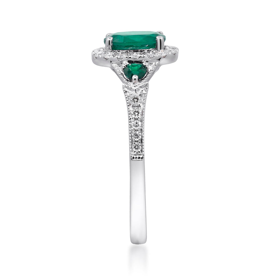 Radiant Splendor: Briella 14K White Gold Oval-Cut Zambian Emerald Ring