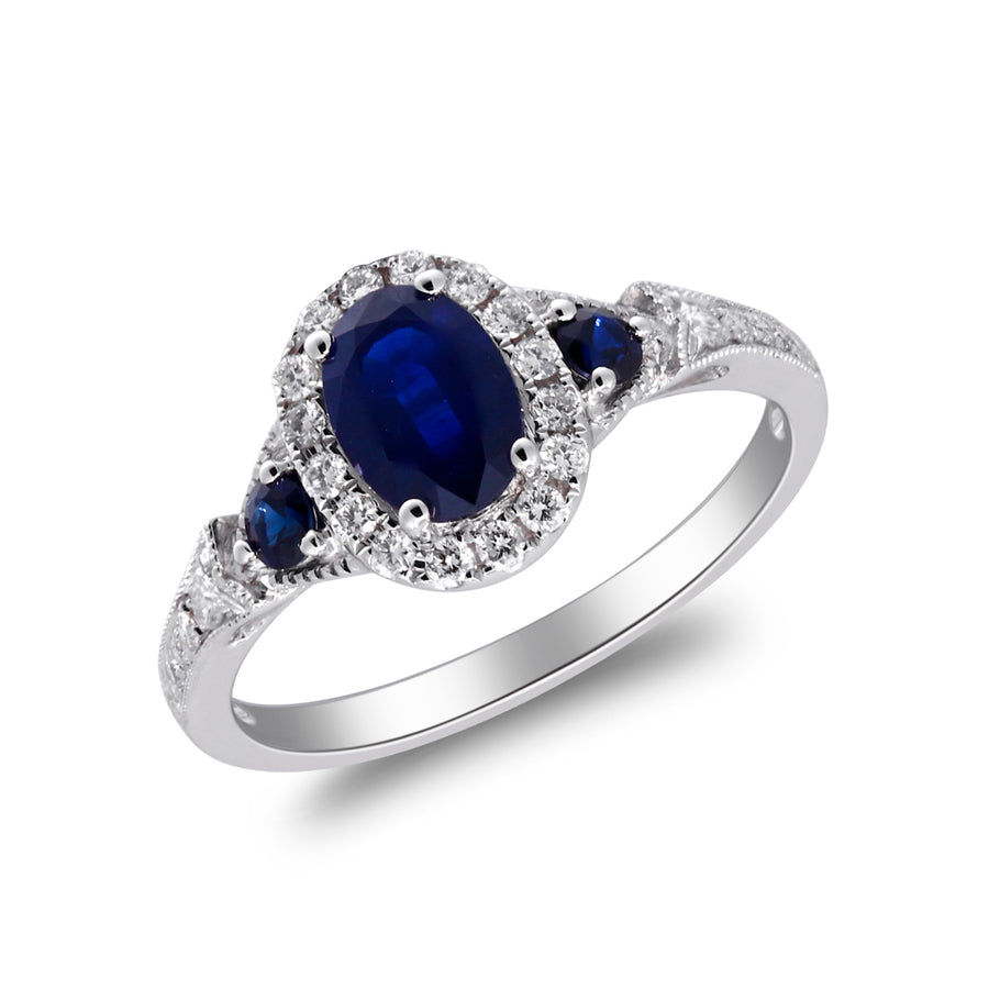 Fiona 14K White Gold Oval-Cut Ceylon Blue Sapphire Ring