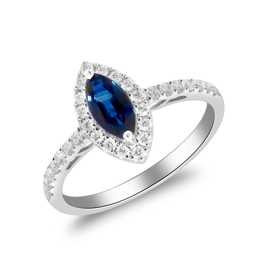 Jaylani 14K White Gold Marquise-Cut Ceylon Blue Sapphire Ring