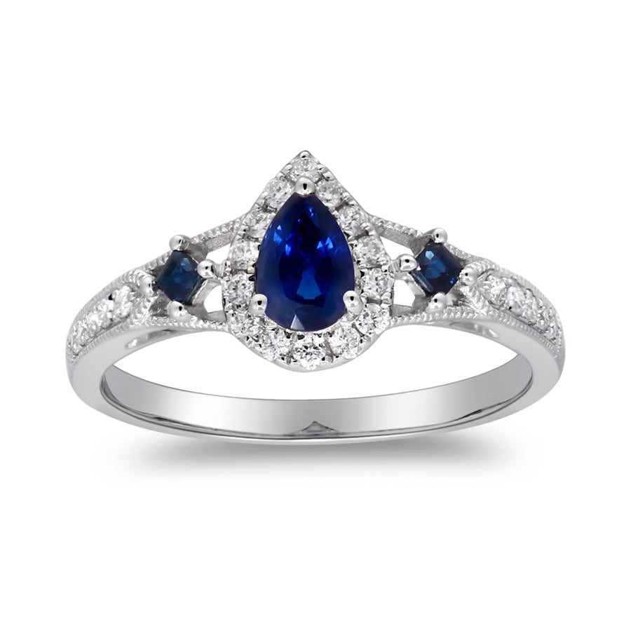 Kaylani 14K White Gold Pear-Cut Ceylon Blue Sapphire Ring