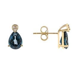 Princess 10K Yellow Gold Pear-Cut Brazilian London Blue Topaz Earring