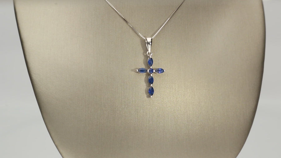 Nyla 10K White Gold Marquise-Cut Ceylon Blue Sapphire Pendant