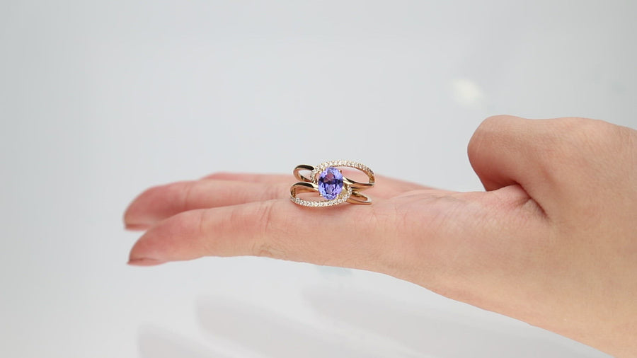 Charlie 14K Yellow Gold Oval Cut Tanzanian Tanzanite Ring