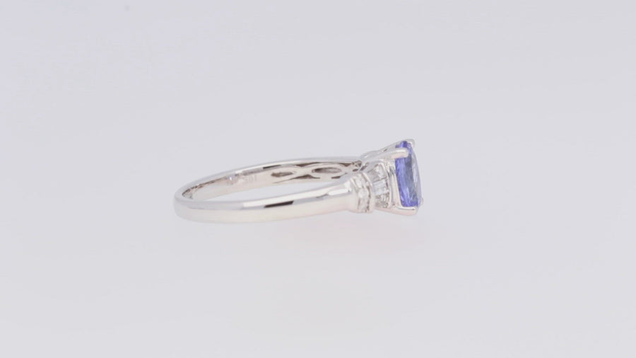 Nora 10K White Gold Round-Cut Tanzanian Tanzanite Ring