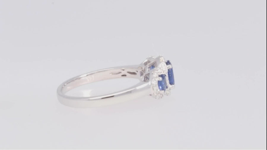 Melody 10K White Gold Oval-Cut Ceylon Blue Sapphire Ring