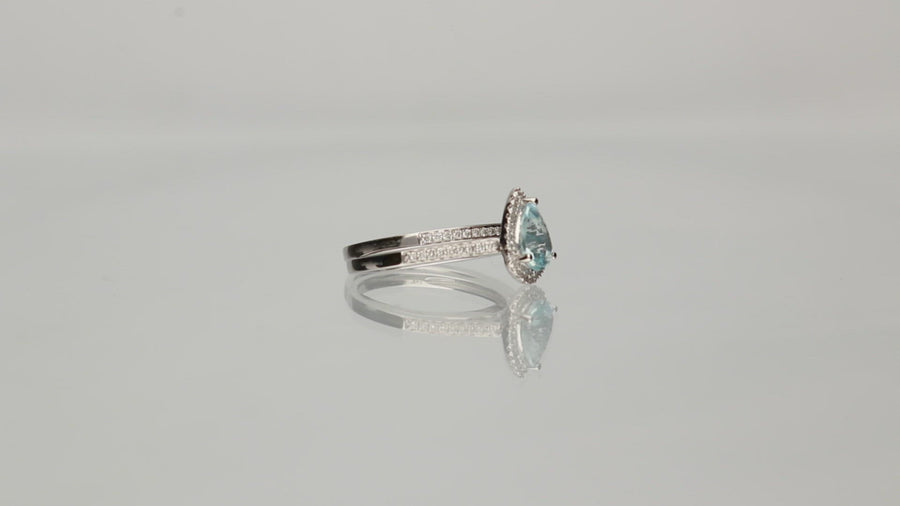 Hadlee 14K White Gold Pear-Cut Brazilian Aquamarine Ring