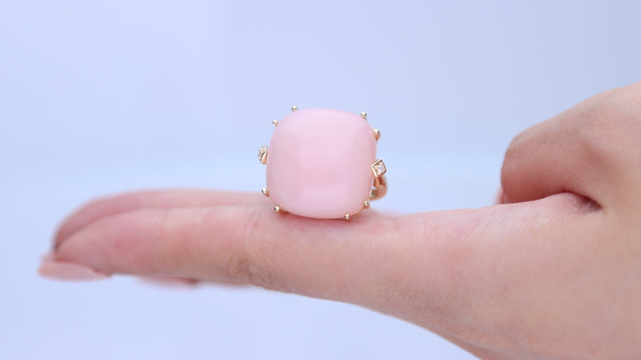 Sofia 14K Yellow Gold Cushion-Cab Pink Opal Ring