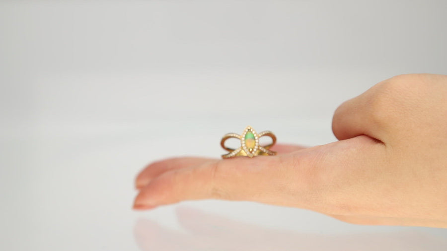 Evie 10K Yellow Gold Marquise-Cut Natural African Opal Ring