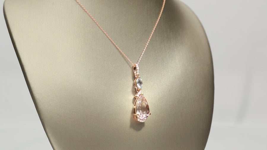 Vera 10K Rose Gold Pear-Cut Madagascar Morganite Pendant