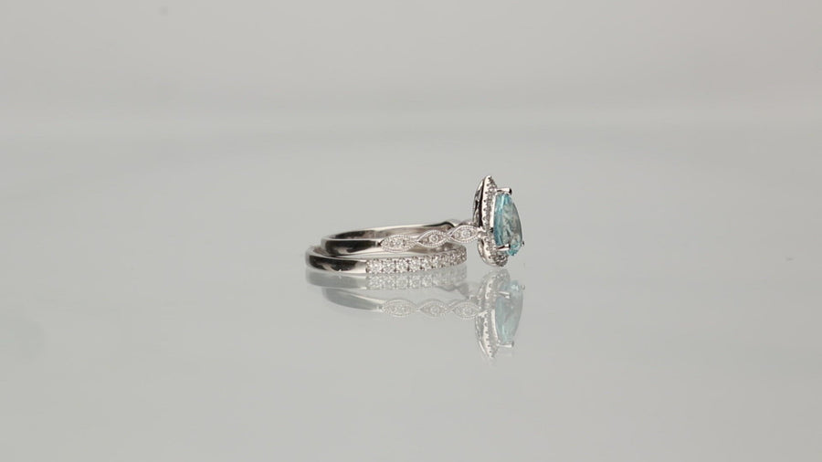 Emmie 14K White Gold Pear-Cut Brazilian Aquamarine Ring