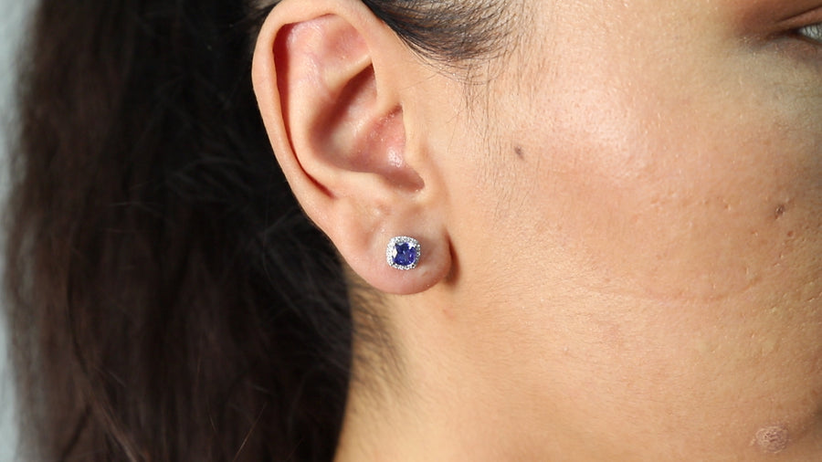 Alivia 14K White Gold Cushion-Cut Tanzanian Tanzanite Earring