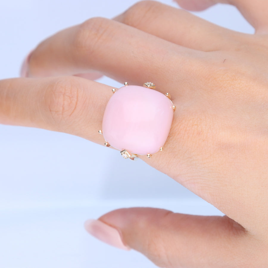 Sofia 14K Yellow Gold Cushion-Cab Pink Opal Ring