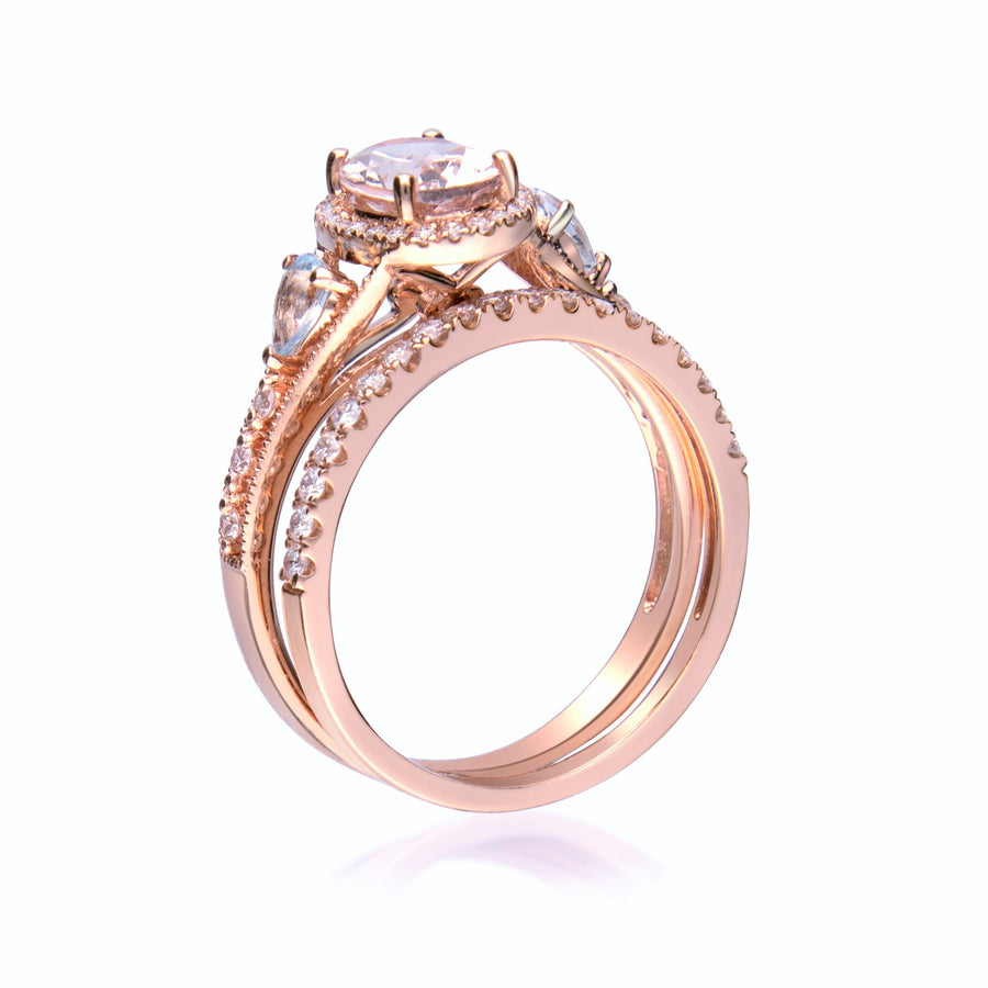 Heaven 14K Rose Gold Oval-Cut Madagascar Morganite Ring