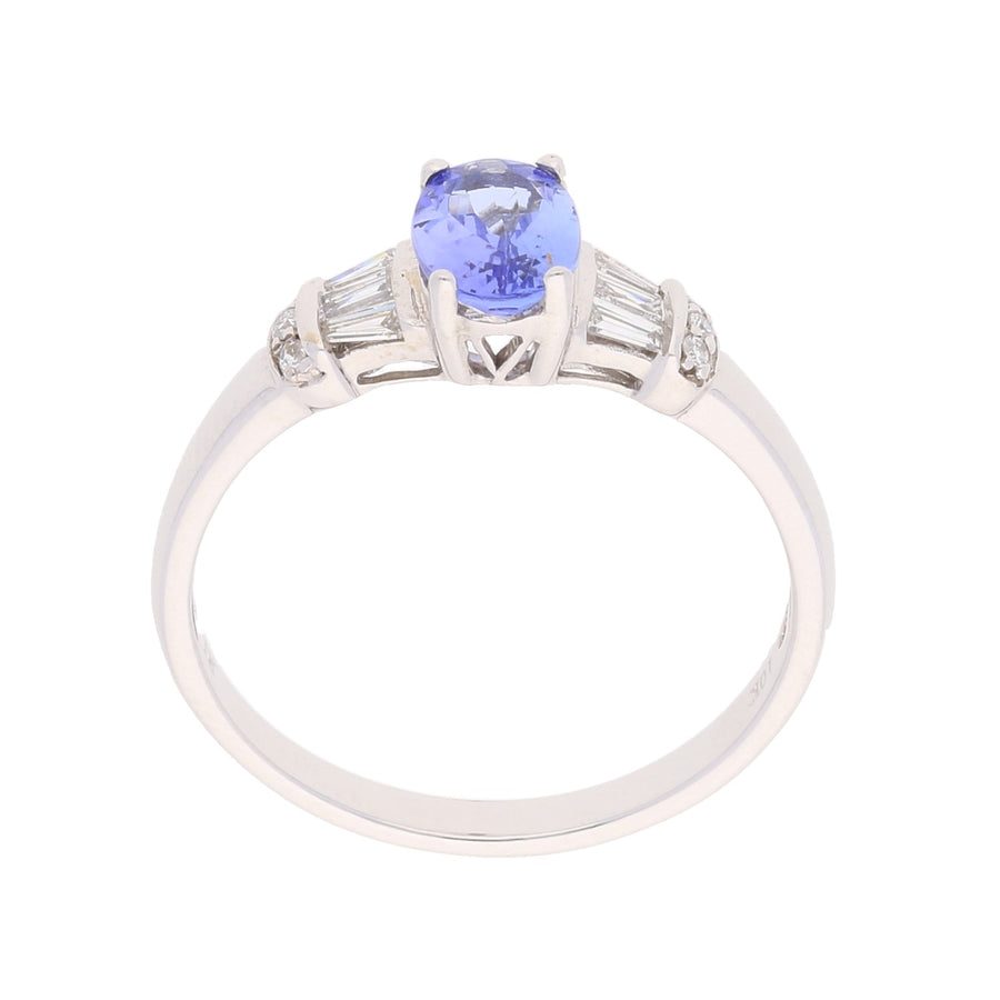 Nora 10K White Gold Round-Cut Tanzanian Tanzanite Ring