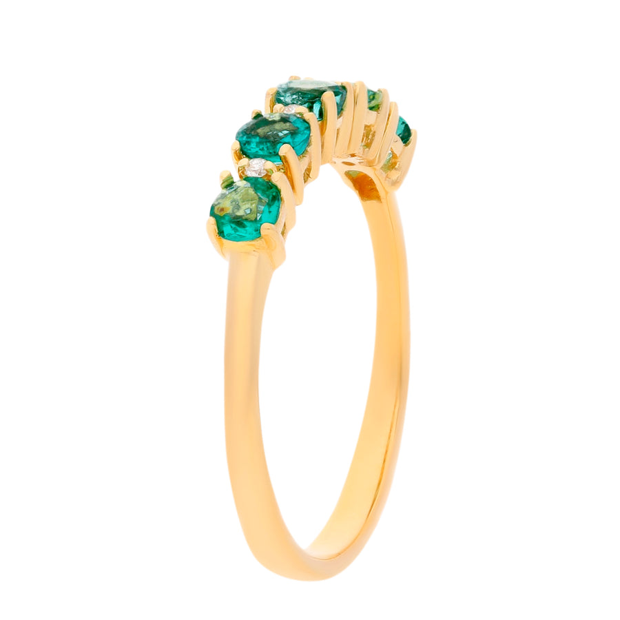 Enchanting Splendor: Esmeralda 10K Yellow Gold Round-Cut Natural Zambian Emerald Ring