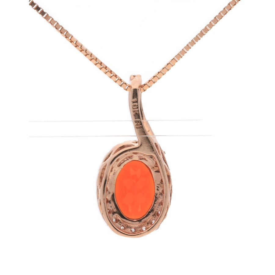 Nathalia 14K Rose Gold Oval-Cut Mexican Fire Opal Pendant