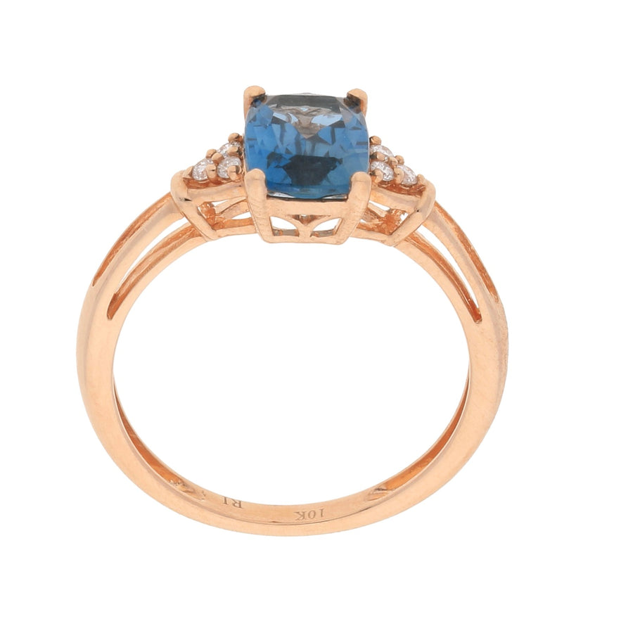 Karlee 10K Rose Gold Cushion-Cut Brazilian London Blue Topaz Ring