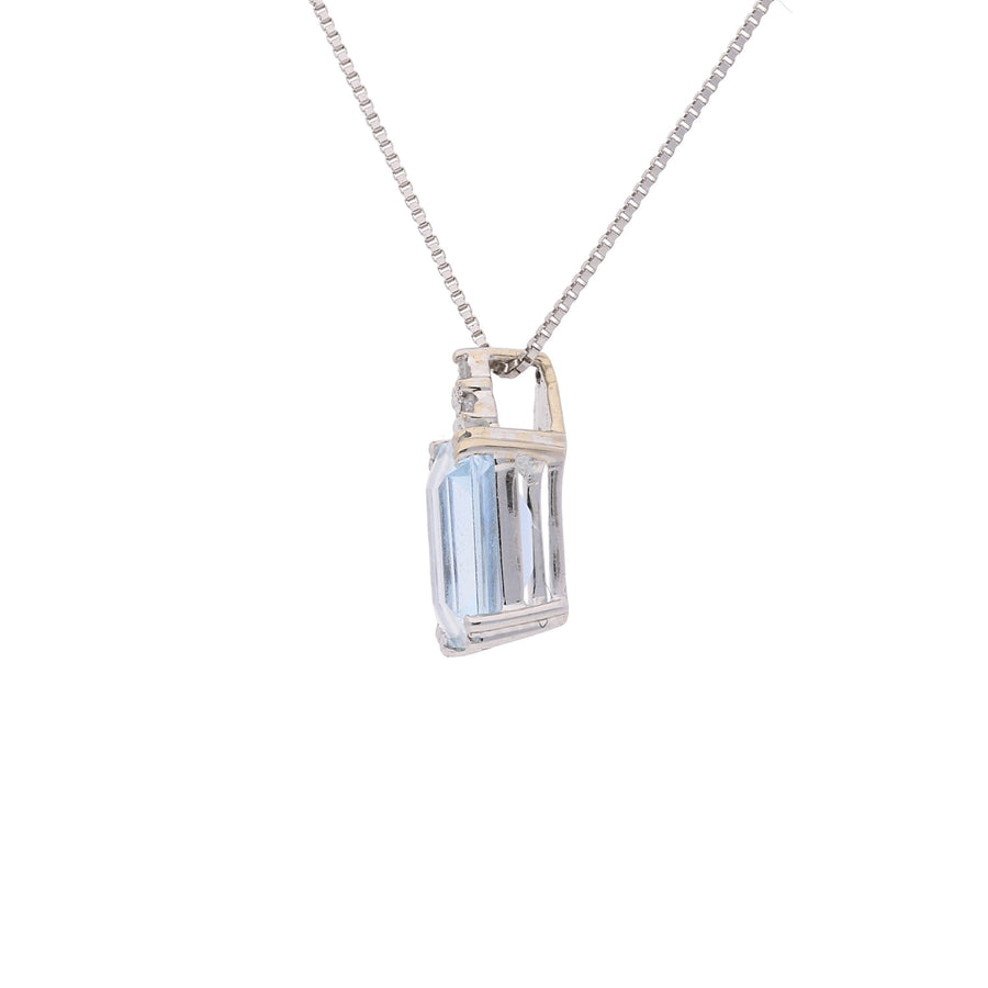 Raelynn 14K White Gold Emerald-Cut Brazilian Aquamarine Pendant